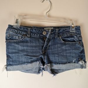 Women's Aeropostale skinny short jean cutoff shorts, size 0